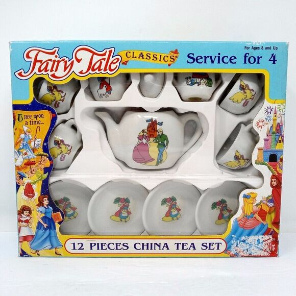 Vintage Fairy Tale Classics 12 Piece Service for 4 China Tea Party Play Set - Picture 1 of 7